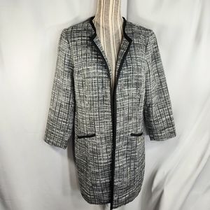 Appleseed's Black White & Tan Pattern Open Front Long Sleeve Jacket Size 8